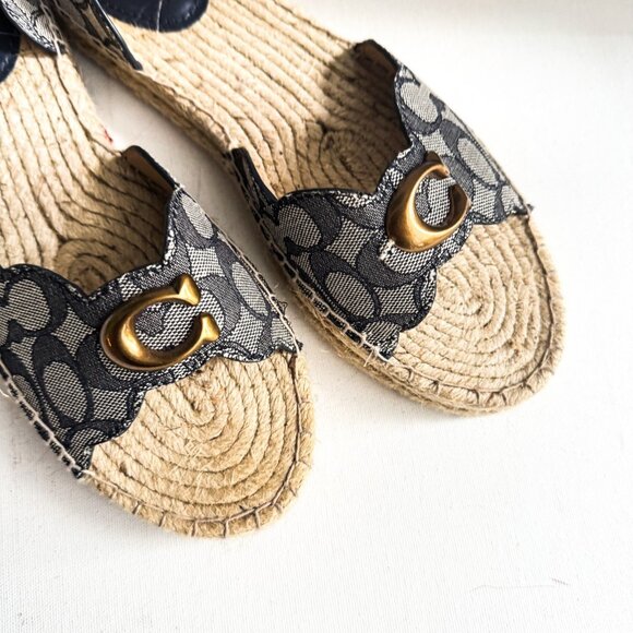 Coach Navy Blue Espadrille Sandals 10 - Picture 1 of 8